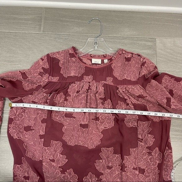 ARITZIA Wilfred Lourdes Mauve Pink Boho Victorian Floral Appliqué Swing Blouse - Picture 13 of 16